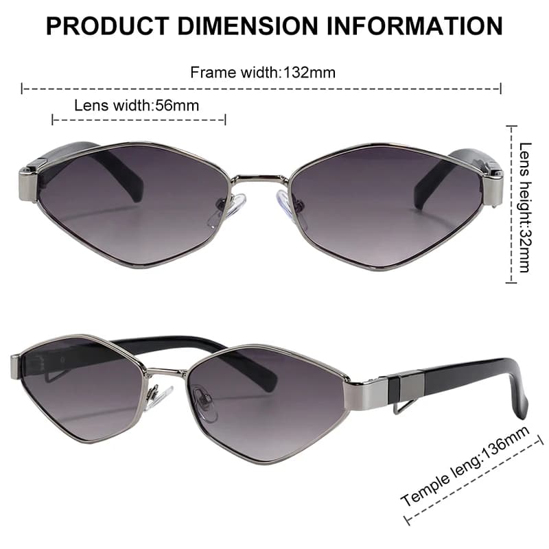 Petit Cadre Hexagonale lunettes de Soleil Femmes Avec Chaîne 2026 De Luxe Marque Vintage Punk Polygo