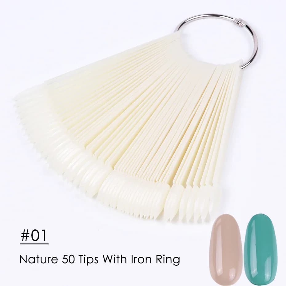 Embouts d'affichage pour faux ongles, 50 pièces, tableau de couleurs naturel clair, Style éventail o