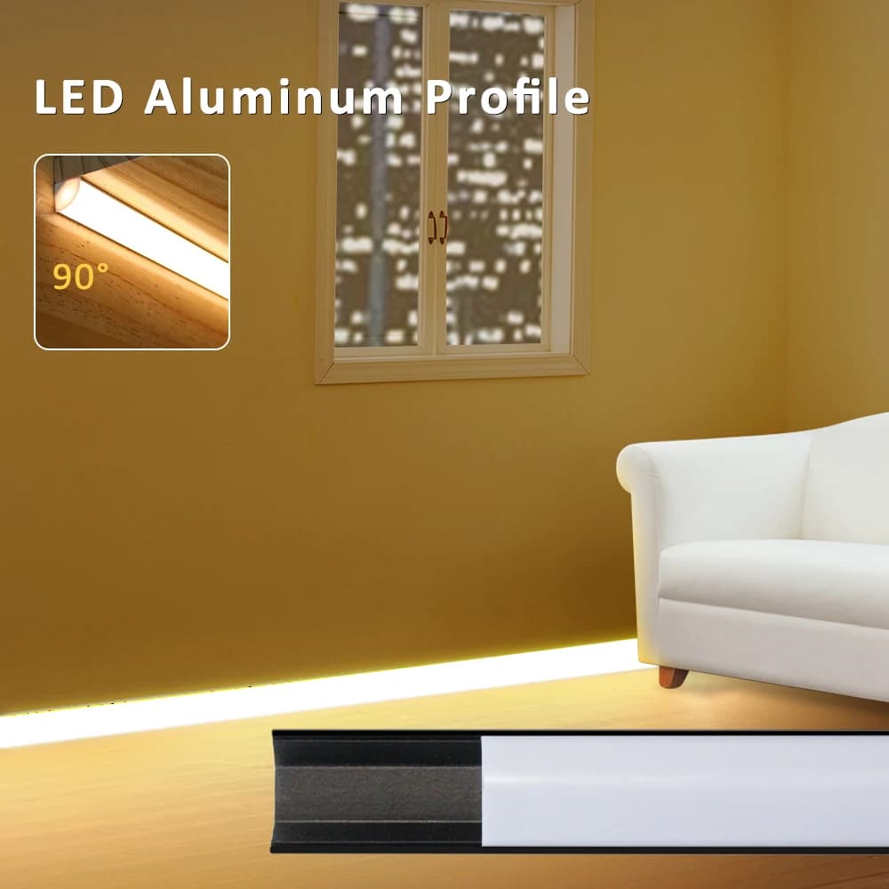 Profilé aluminium pour éclairage LED, 50CM, 8mm, 10mm, forme en V, boîtier noir et argent, décor de 