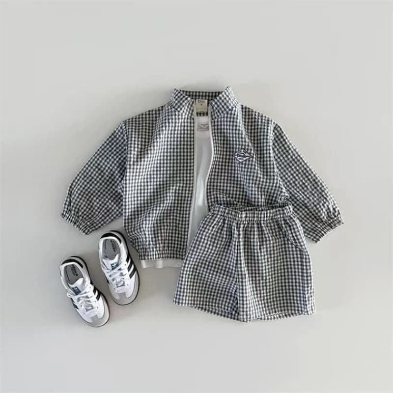 TZ2624 – ensemble veste et short à col montant à carreaux pour enfants, vêtements de Protection sola