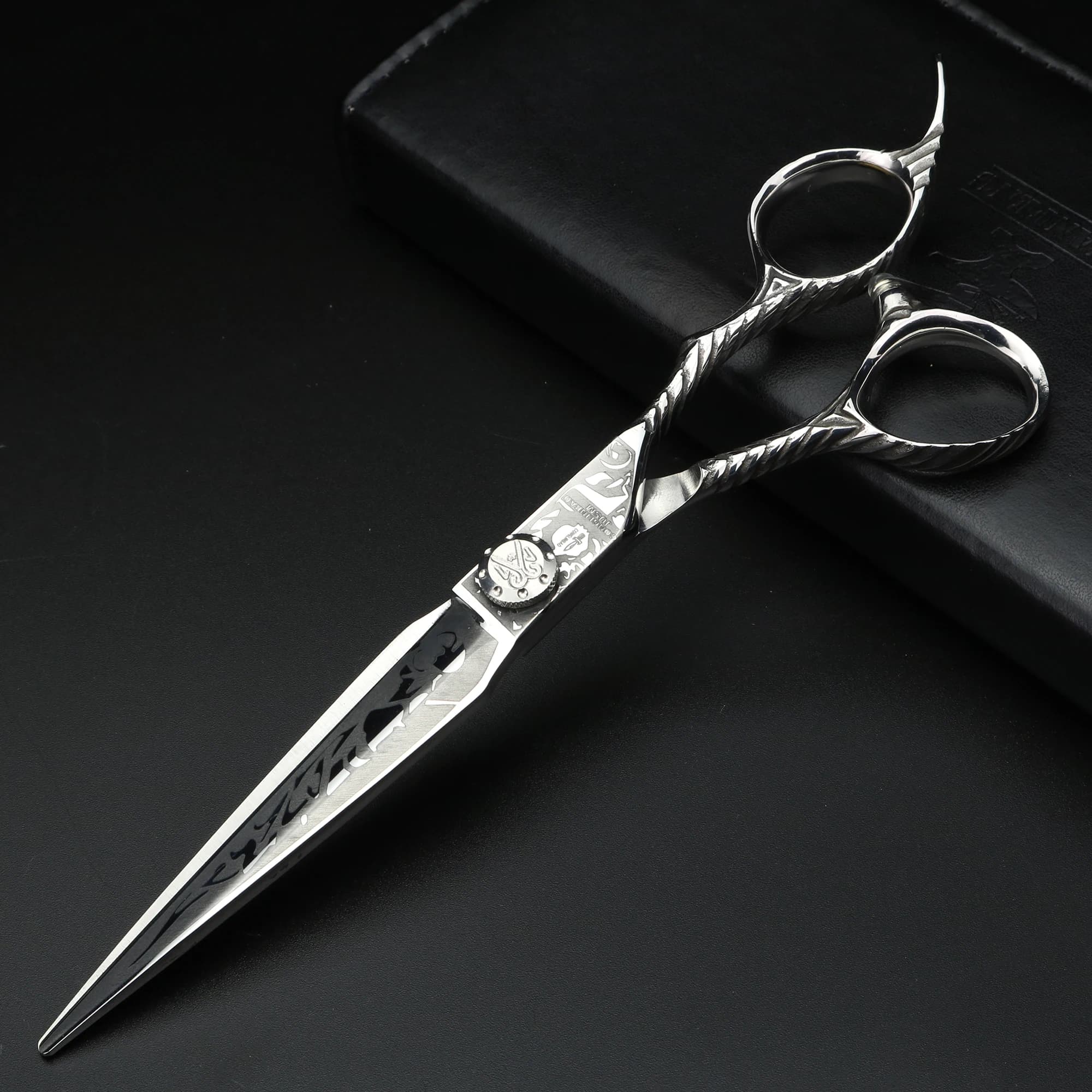 Ciseaux de tatouage de cheveux de 7 pouces, ciseaux de coupe japonais 440C, ciseaux professionnels d