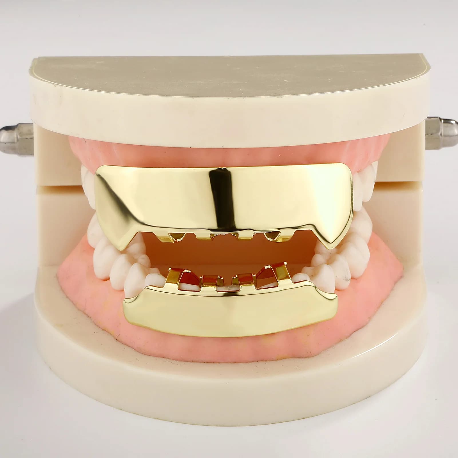 JINAO Hip Hop Grillz 8 dents, surface lisse, pour hommes et femmes, haut et bas, brillant, style yeh