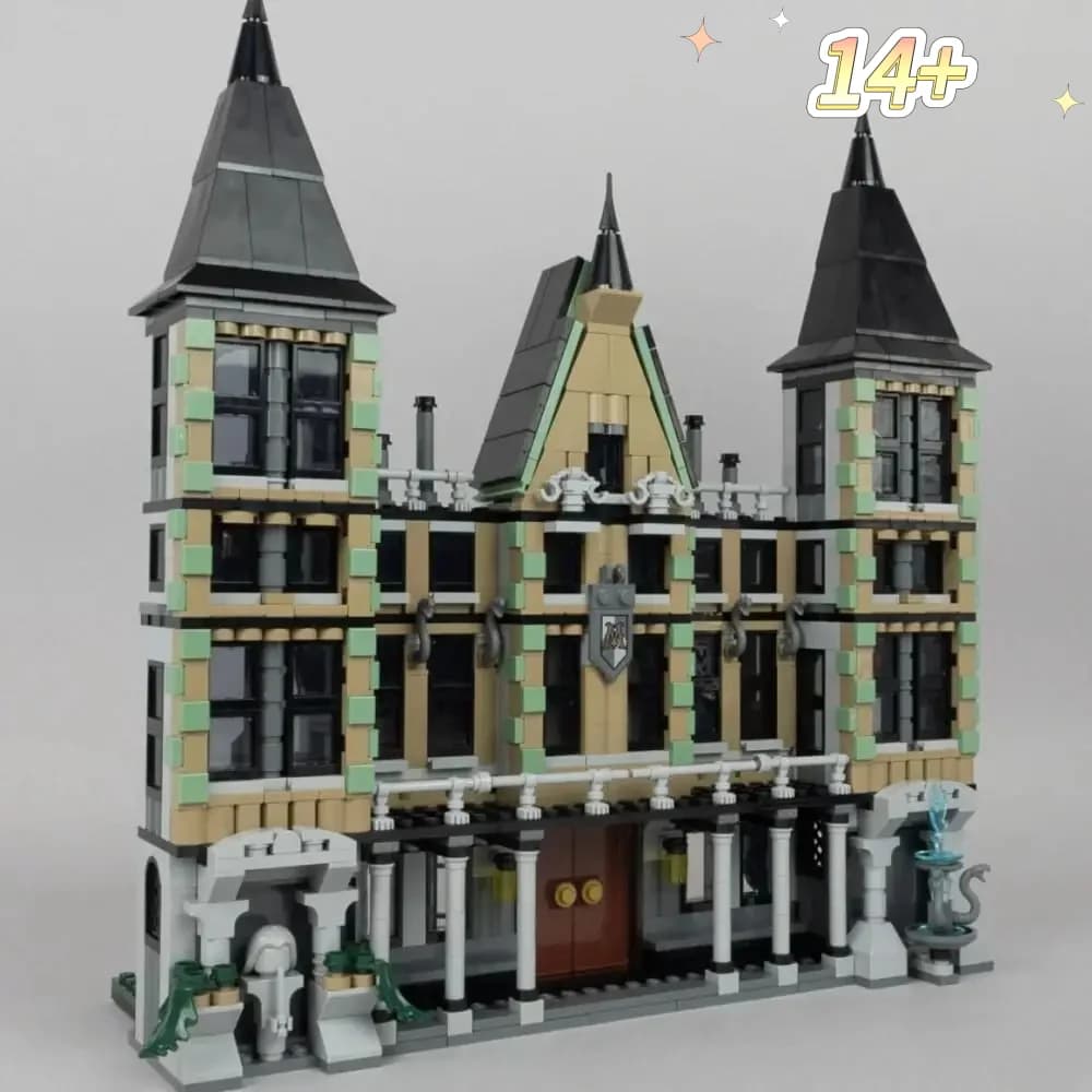 Blocs de construction modulaires Malfoy Manor, 1601 pièces, briques assemblées, jouets magiques pour