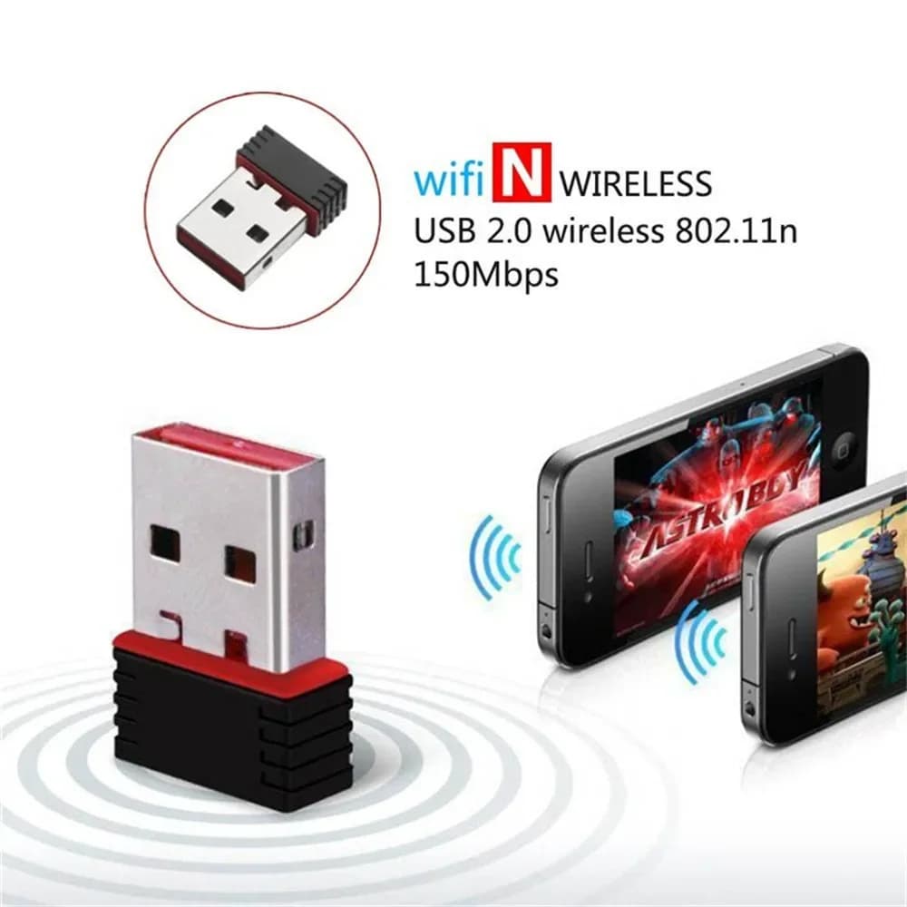 Adaptateur WiFi USB RTL8188 150Mbps pour Raspberry Pi, adaptateur de carte réseau sans fil Dongle Wi