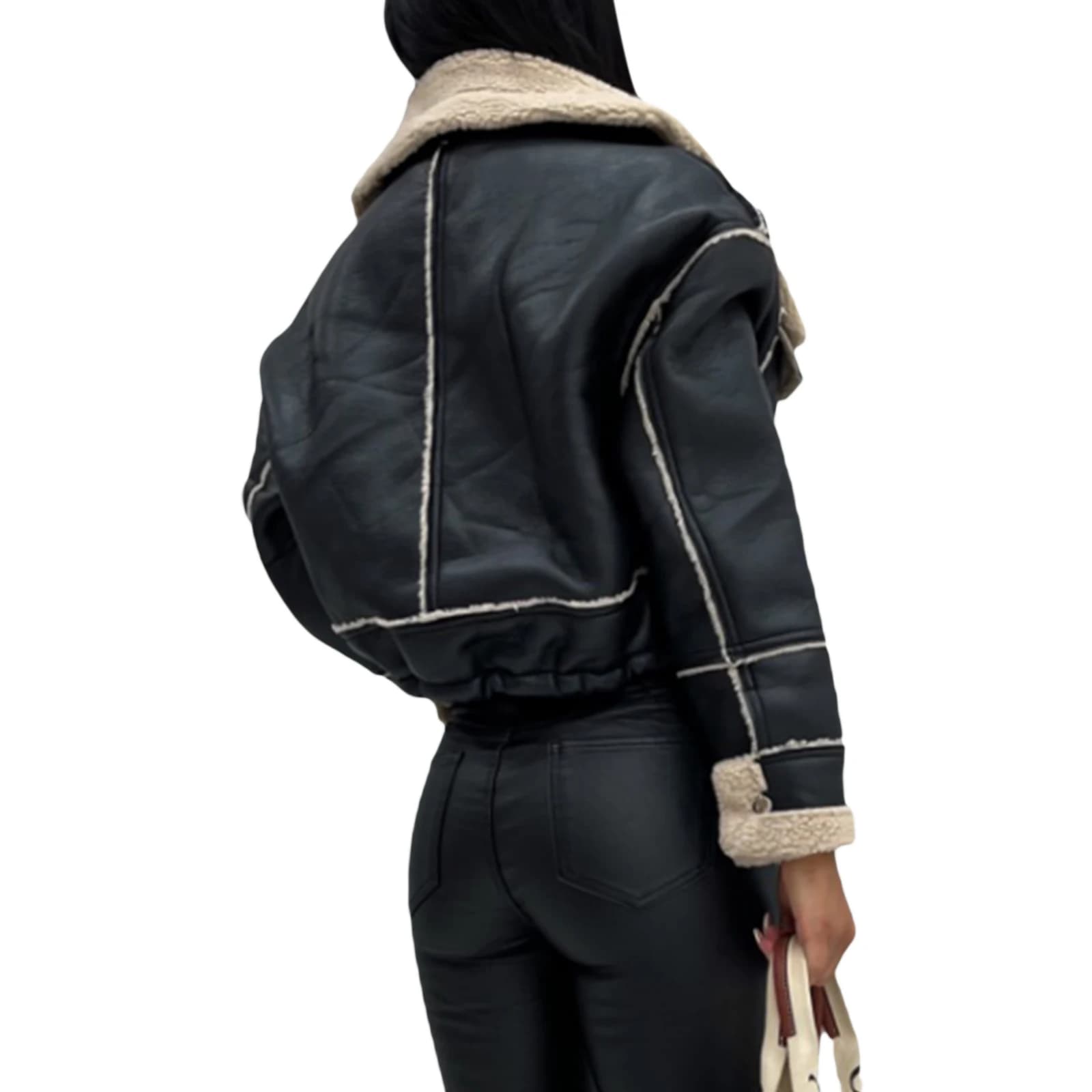 Veste à Manches sulfavec Fermeture Éclair pour Femme, Manteau de Rue, Patchwork, Vêtements d'Extérie