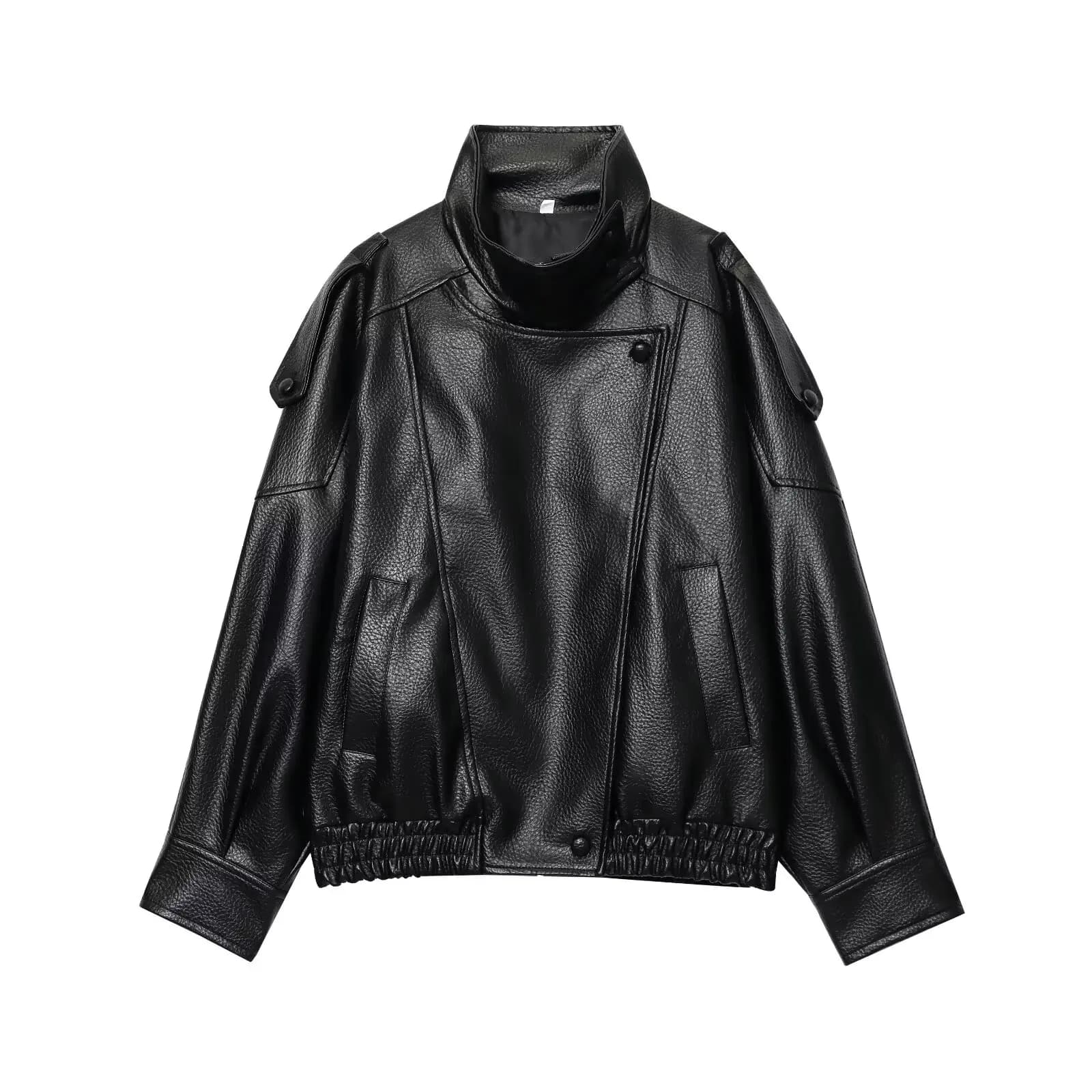 TFMLN – vestes Chic en Faux cuir noir pour femme, manteaux surdimensionnés élastiques à manches long