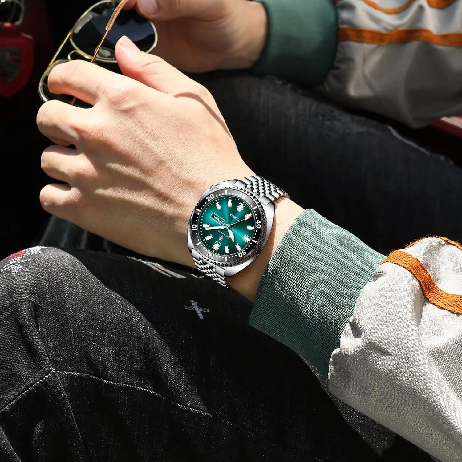 POEDAGAR luxe hommes d'affaires montre Date semaine étanche lumineux homme montre-bracelet Sport en 