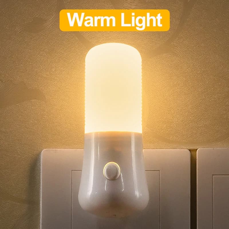 Lampes de nuit à prise EU/US, lumière LED de nuit, interrupteur à bouton poussoir, lampe de chevet p