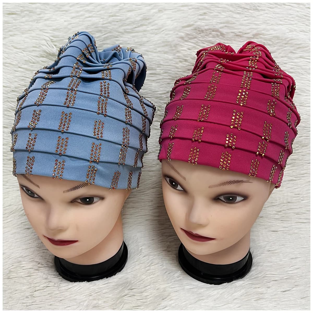 6/12 pièces en gros mode femme musulmane Turban chapeau Bonnet velours chaud strass solide indien Bo