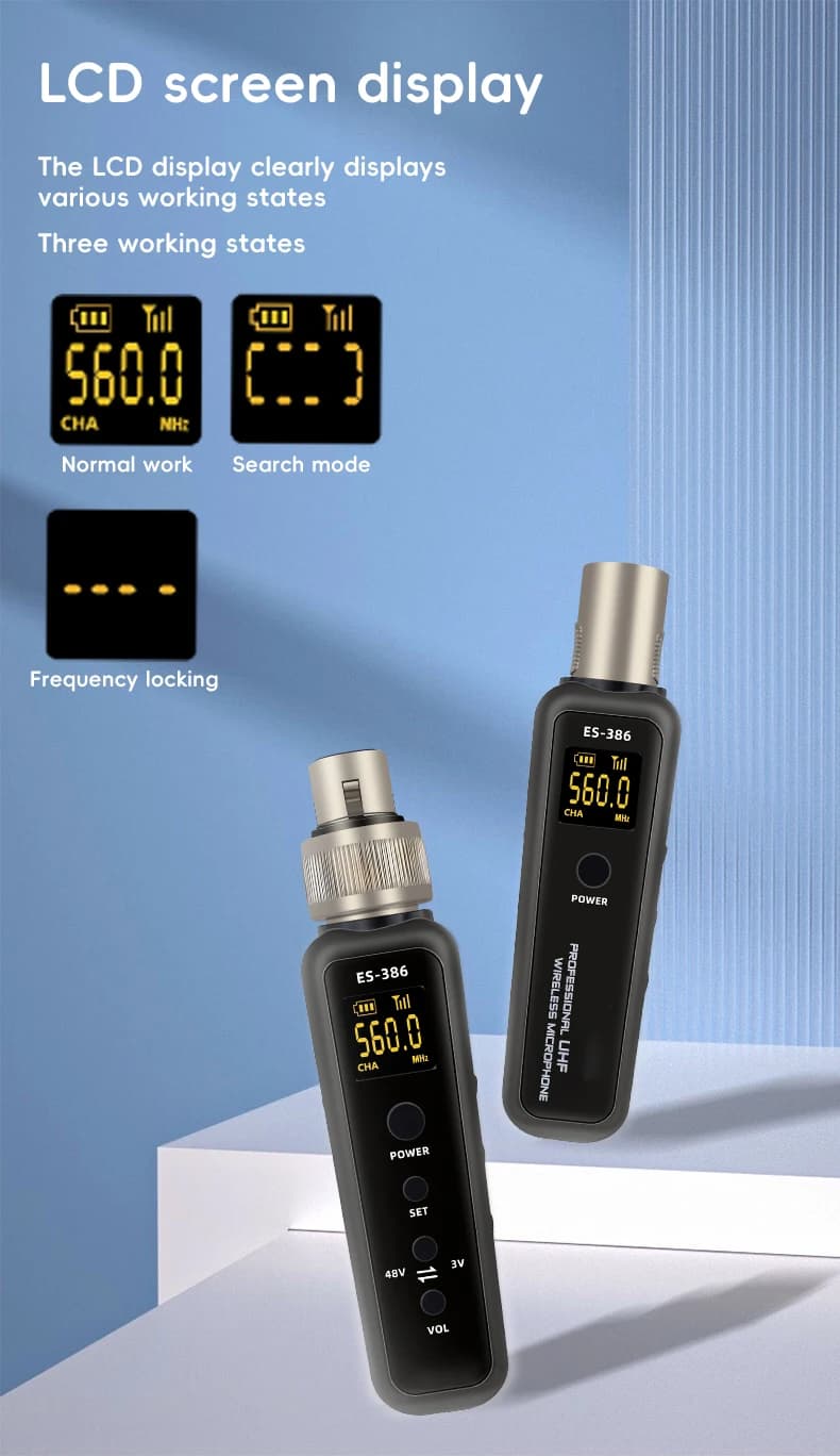 Transmetteur et récepteur XLR pour microphone dynamique, convertisseur de microphone sans fil UHF, a