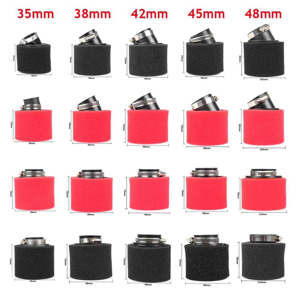 Filtre à Air en mousse noir et rouge, 35mm 38mm 42mm 45mm 48mm 50mm 60mm, éponge nettoyante pour cyc
