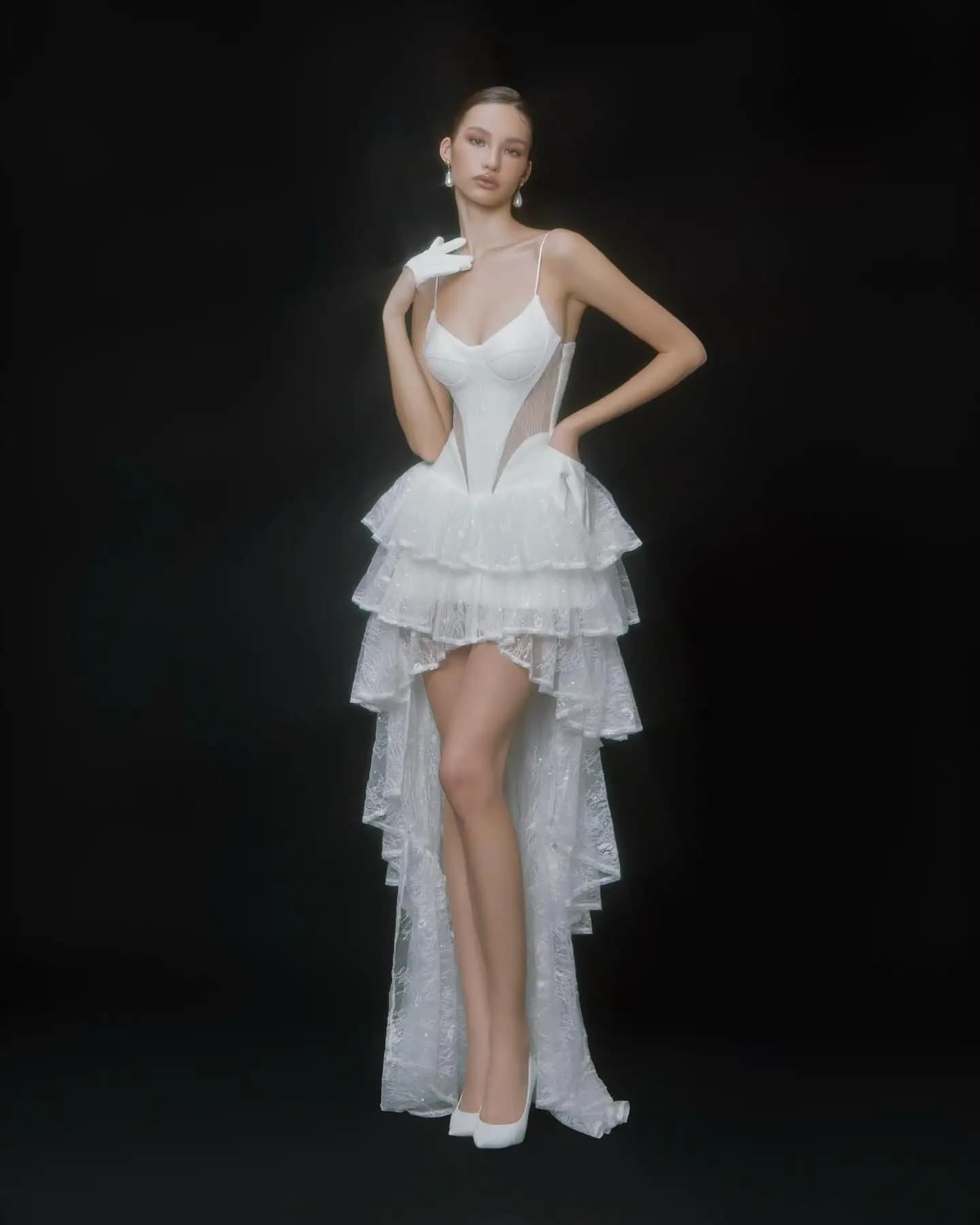 Nouvelle Robe de Mariée Blanche en Dentelle Asymétrique, Robe de Soirée Formelle, Robe de Bal, Robe 