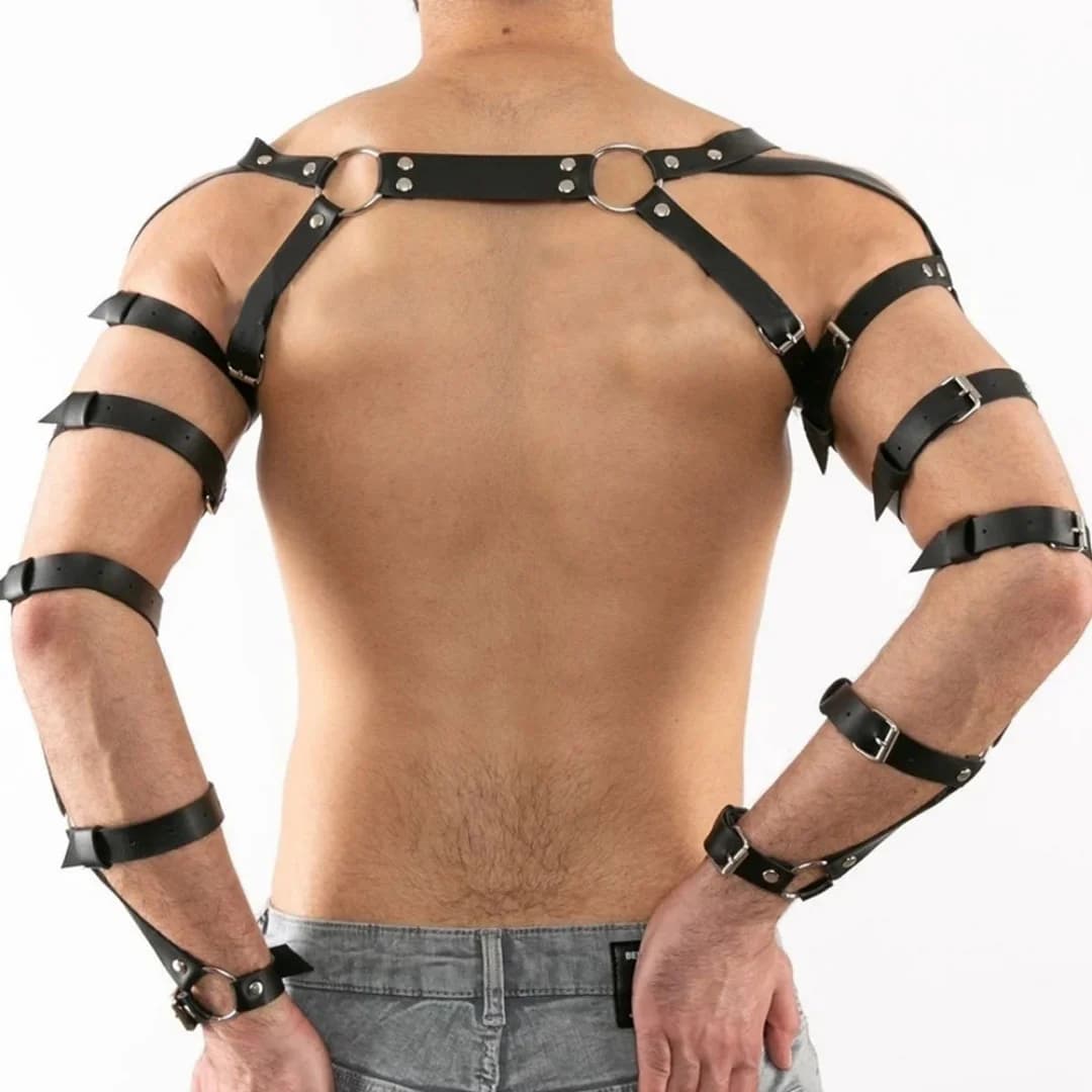 Ceinture Punk en cuir noir pour hommes, ceinture de poitrine à la mode, accessoires de discothèque P