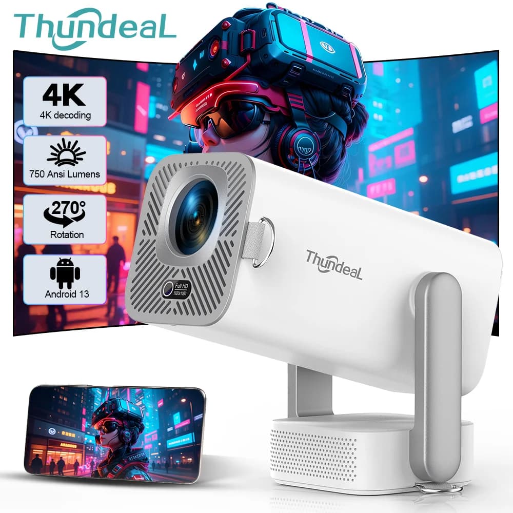 Mini projecteur HD ThundeaL TD80 Pro Full HD 1080P 4K Vidéo WIFI Android Projecteur portable TD80Pro