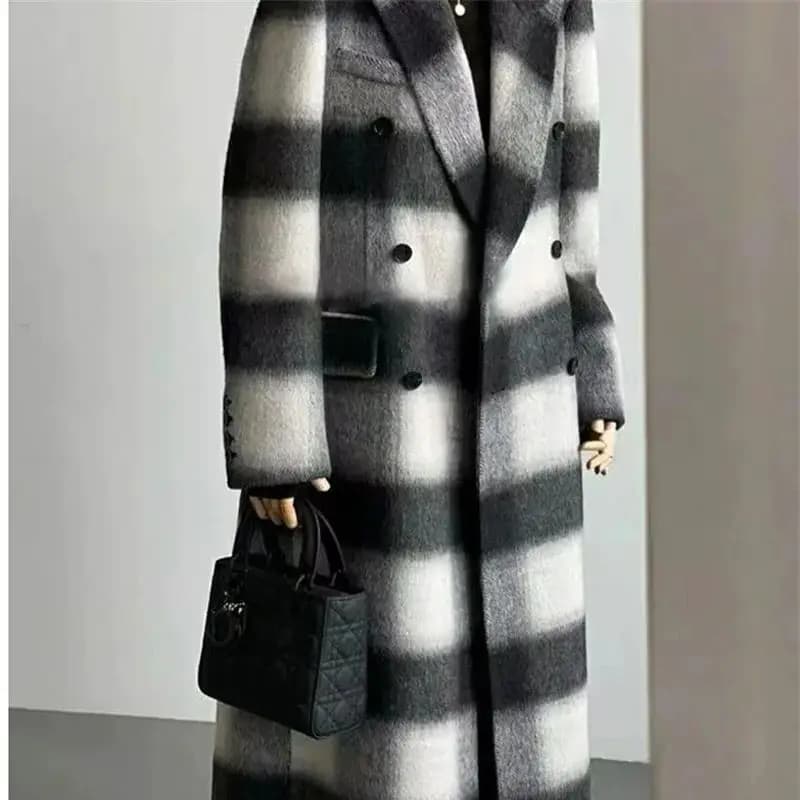 2025 automne/hiver femme nouveau coréen Simple déplacements mode coréen tissu à carreaux laine petit
