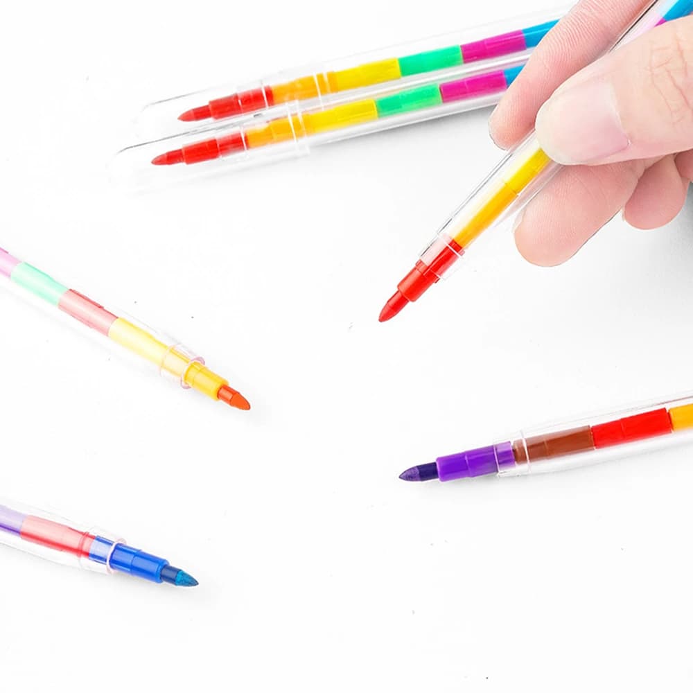 Ensemble de Crayons Graffiti de peinture colorés empilables, fournitures de fête pour enfants, cadea