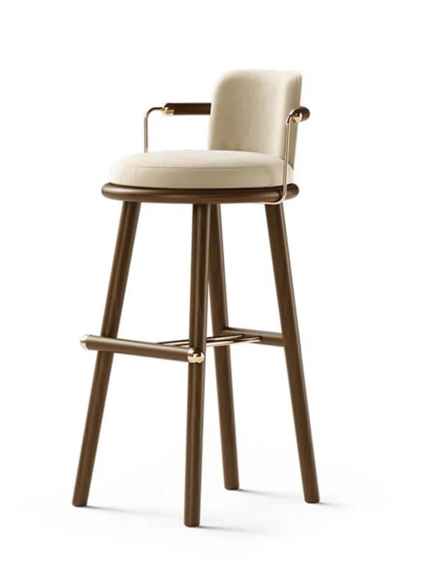 Tabouret de Bar moderne avec cadre en bois massif, avec coussin en tissu, chaise de comptoir haute p