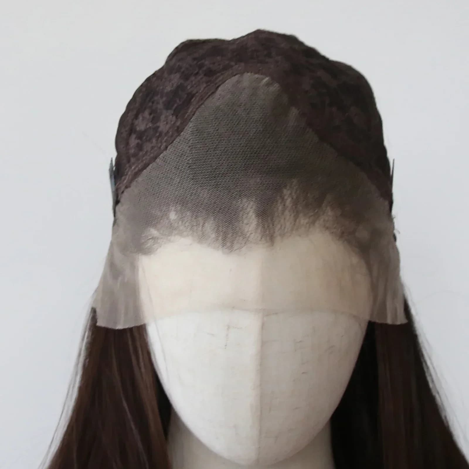 Ashely 13*4 brun foncé synthétique dentelle avant perruques marron longue droite dentelle avant perr