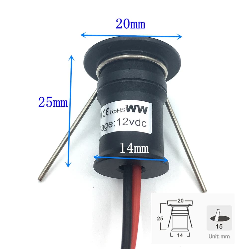 Mini Downlight LED 12V 1W encastré petit Spot lumière plafond cuisine salle escalier intérieur proje