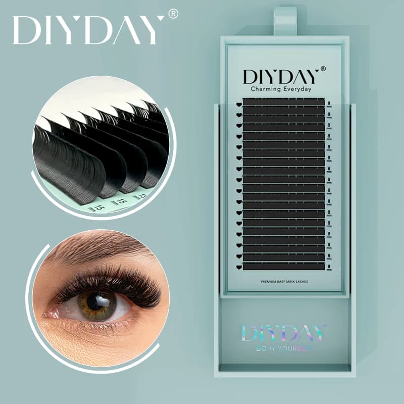 DIYDAY Extensions de cils individuels, faux-cils classiques, longs, noirs et doux, en vison, vente e