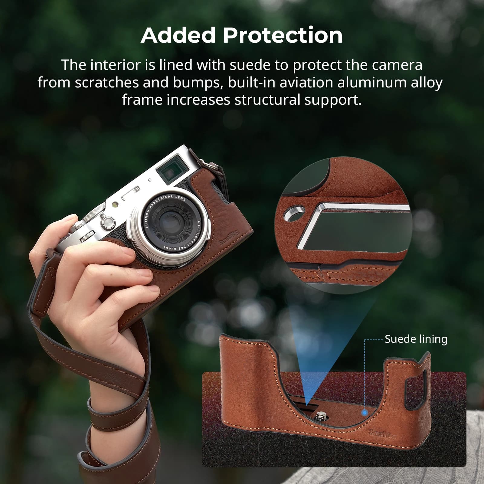 SmallRig X100VI Kit demi-cuir avec bandoulière, étui demi-cuir pour appareil photo en cuir de style 