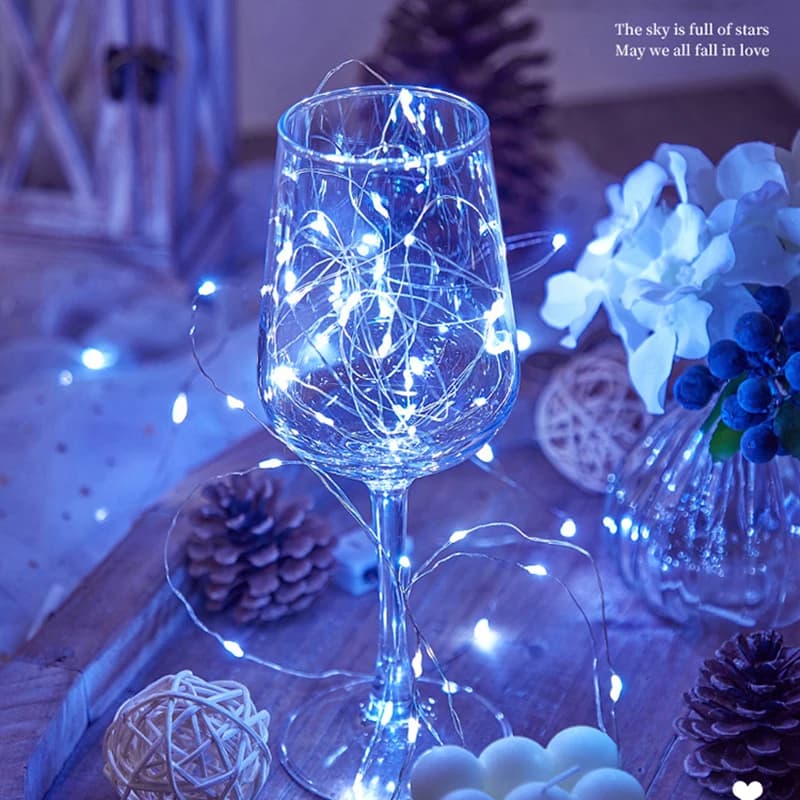 Guirlande lumineuse LED alimentée par batterie télécommande 8 Modes guirlandes lumineuses extérieure