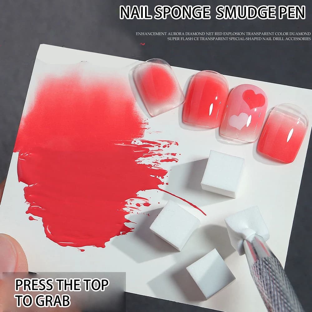 Ensemble d'éponges pour Nail Art, 100 pièces, avec stylo à saisir, pour bricolage, vernis Gel, bross