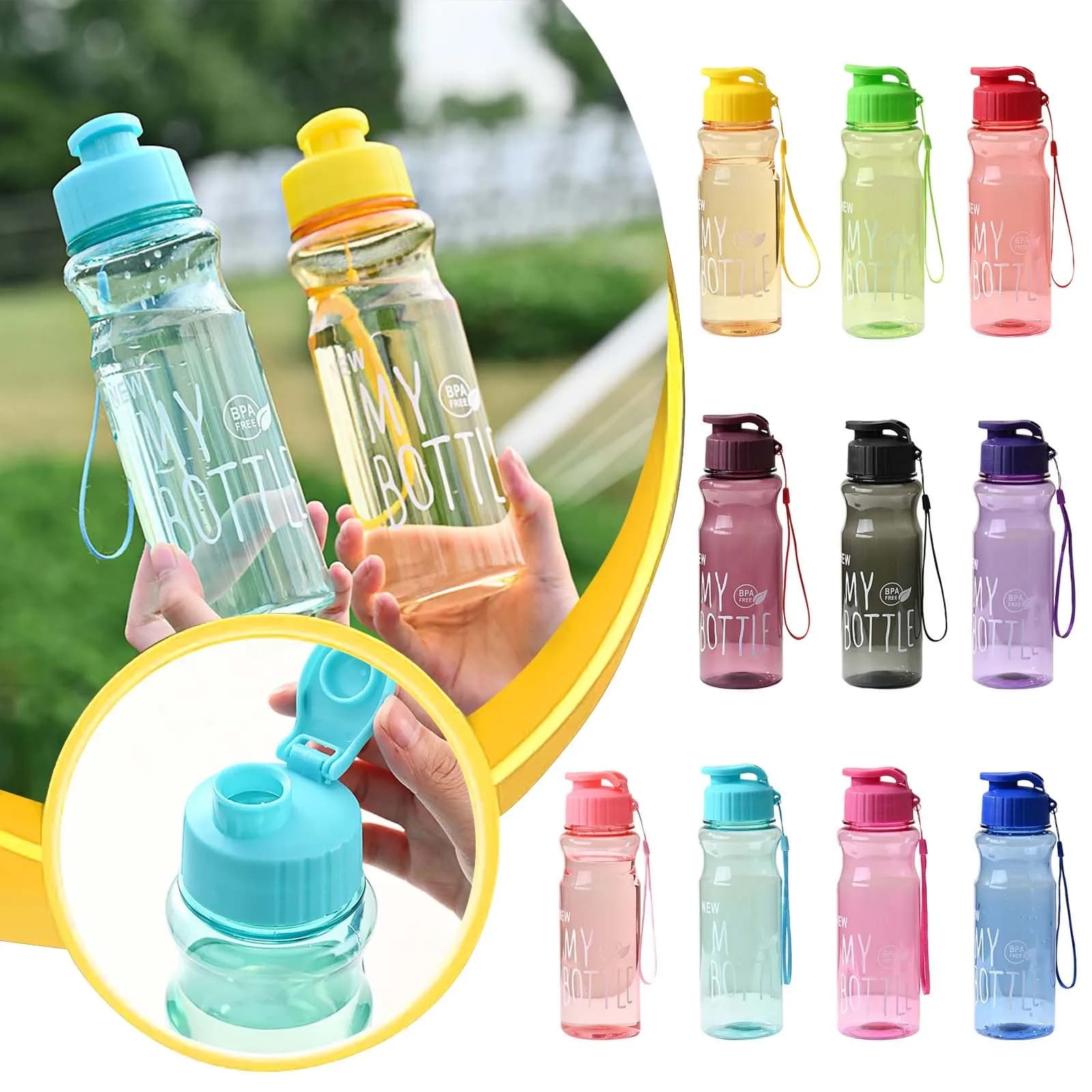 Bouteille d'eau créative pour hommes et femmes, 1 pièce, bouteille d'eau de sport, grande capacité, 