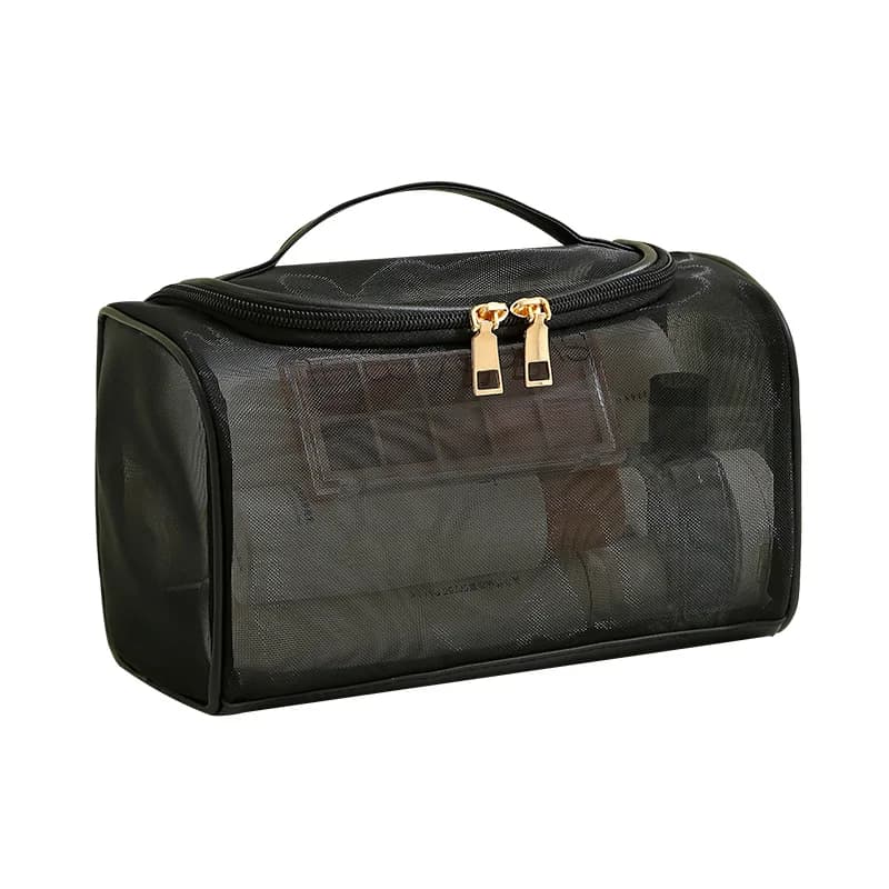 Trousse de toilette, rangement de voyage, pochette à cosmétiques, fourre-tout en maille, trousse de 