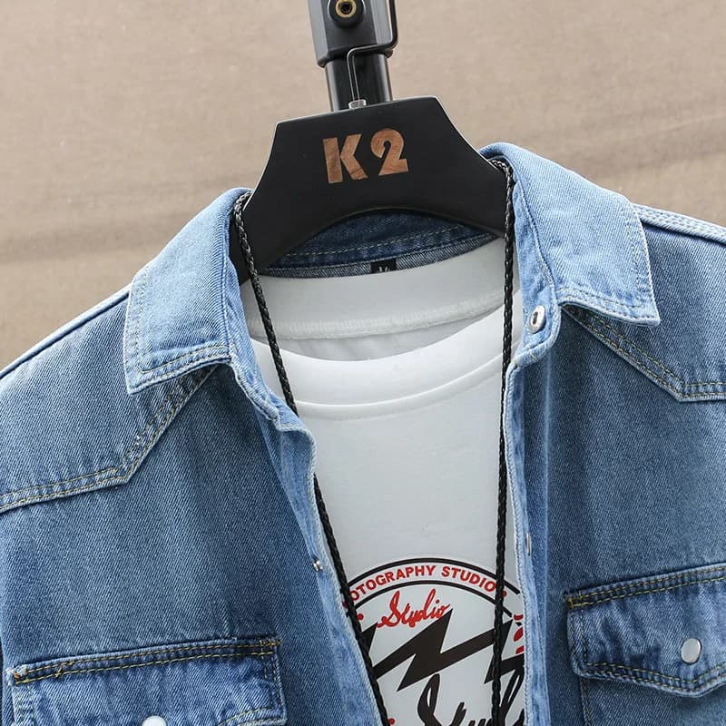 Veste en jean pour hommes à la mode printemps-automne à la mode pur coton respirant décontracté à ma