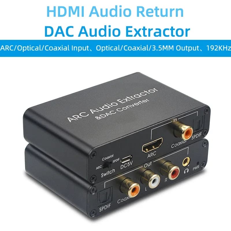 Convertisseur audio HDMI ARC vers 3,5 mm, extracteur DAC, 4K SPDIF coaxial stéréo L/R numérique vers