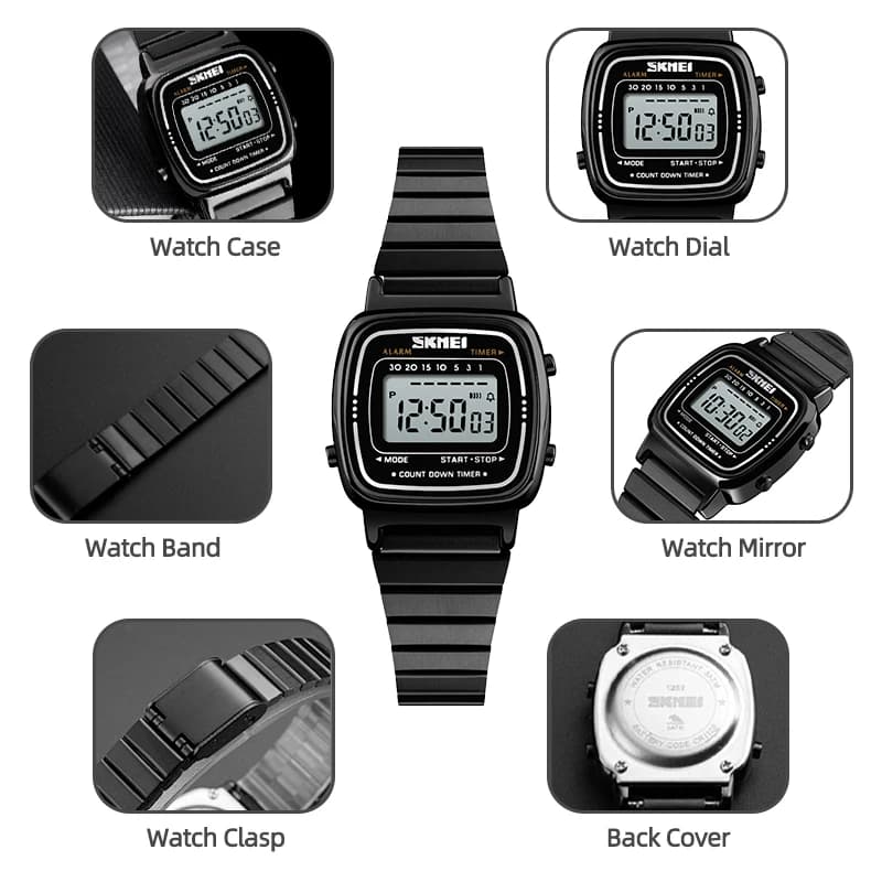 Skmei femmes Bracelet robe montres marque de luxe Bracelet en acier inoxydable mode étanche numériqu