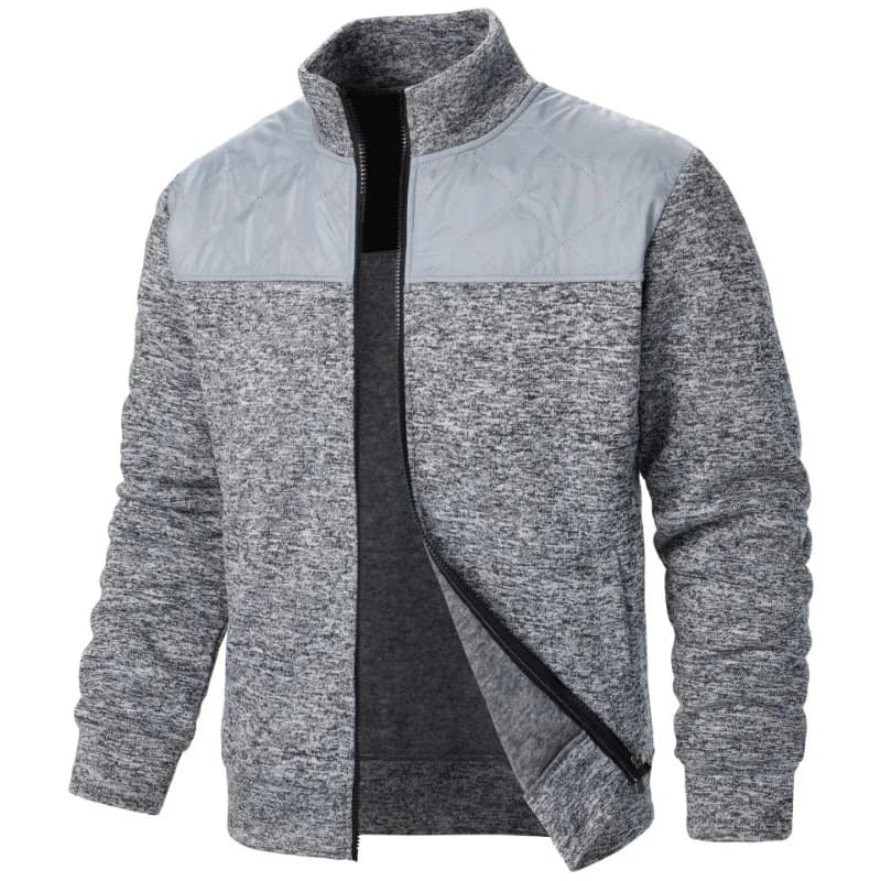Sweat-shirt Patchwork pour hommes, veste à col montant, Cardigan ajusté, Streetwear, vêtements de sp