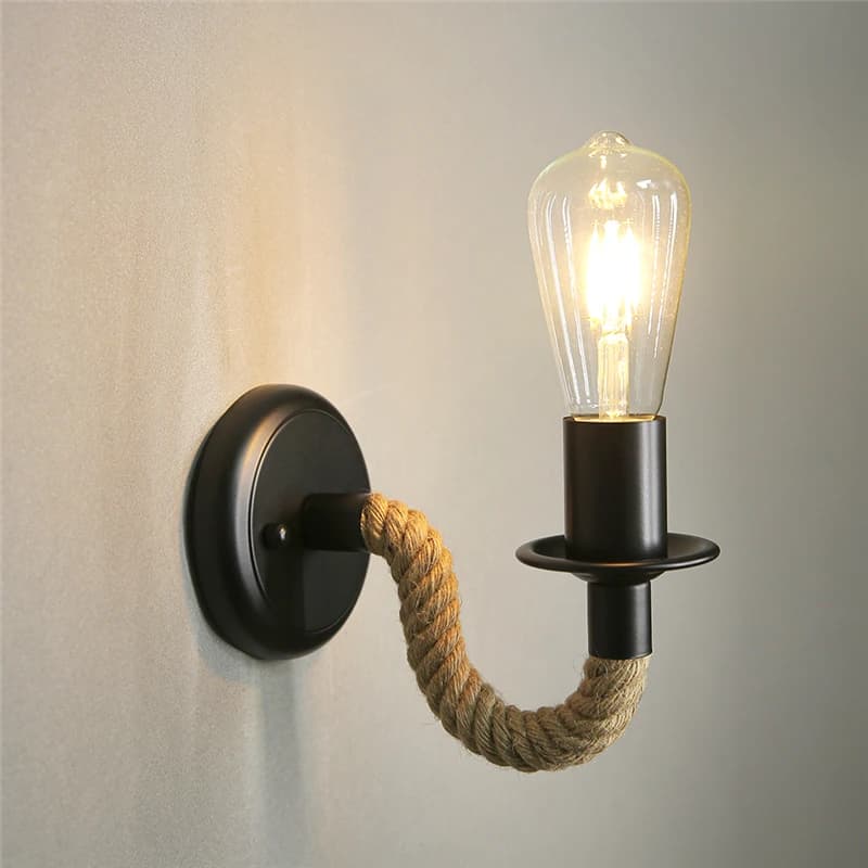 Lampe murale en corde de chanvre, tuyau en fer, décoration industrielle américaine pour Loft, cuisin