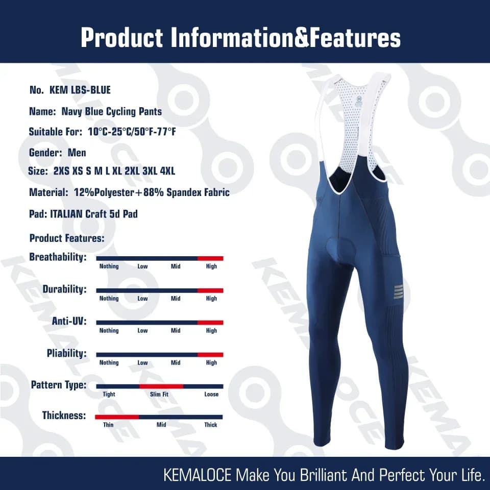 KEMALOCE hommes pantalons de cyclisme été et automne séchage rapide bleu/noir/gris Gel Pad vtt vélo 