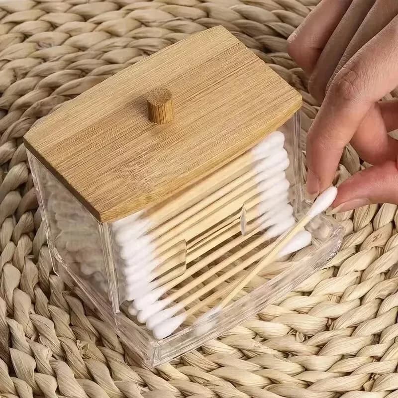 Boîte de rangement pour coton-tige, conteneur pour coton-tige à Double tête, couvercle carré Transpa