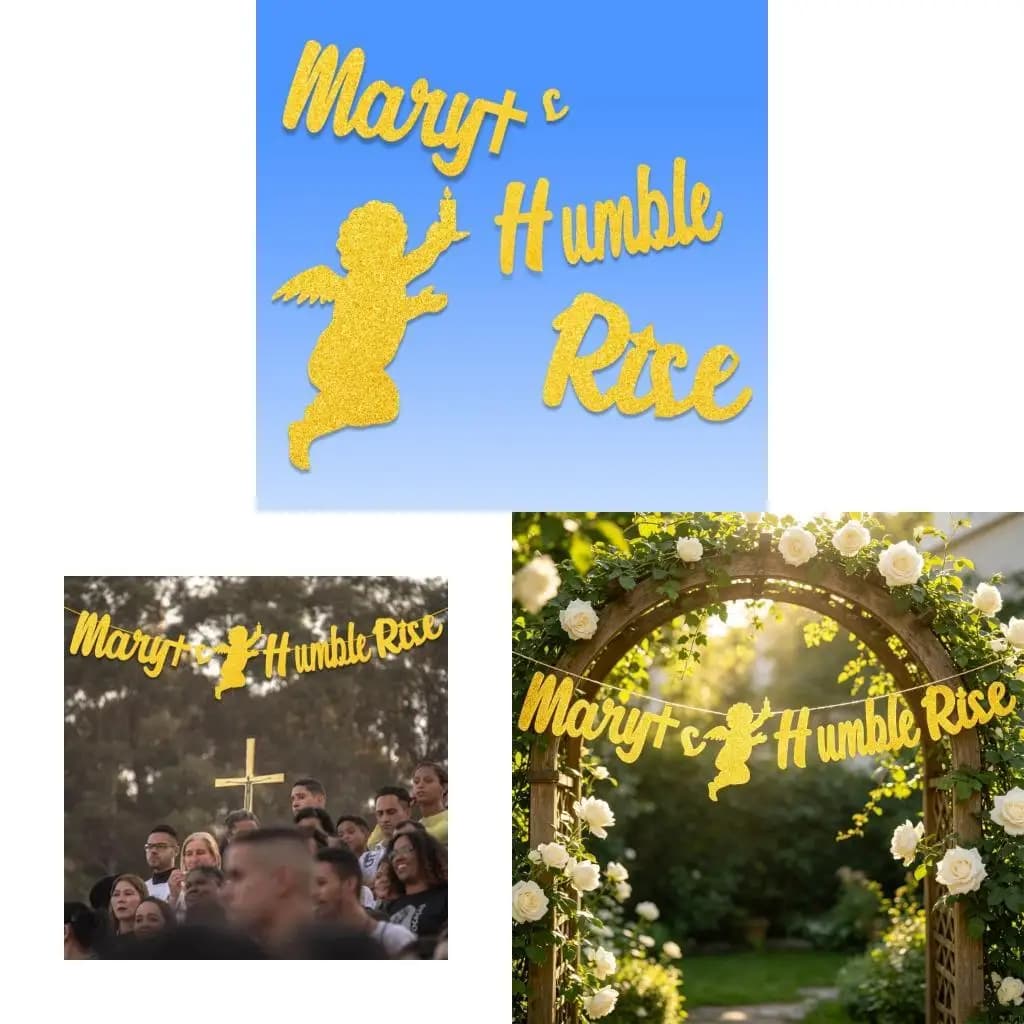 Bannières drapeau Maria Humble Rise, drapeau suspendu d'ange, décorations fête jour Maria pour arriè