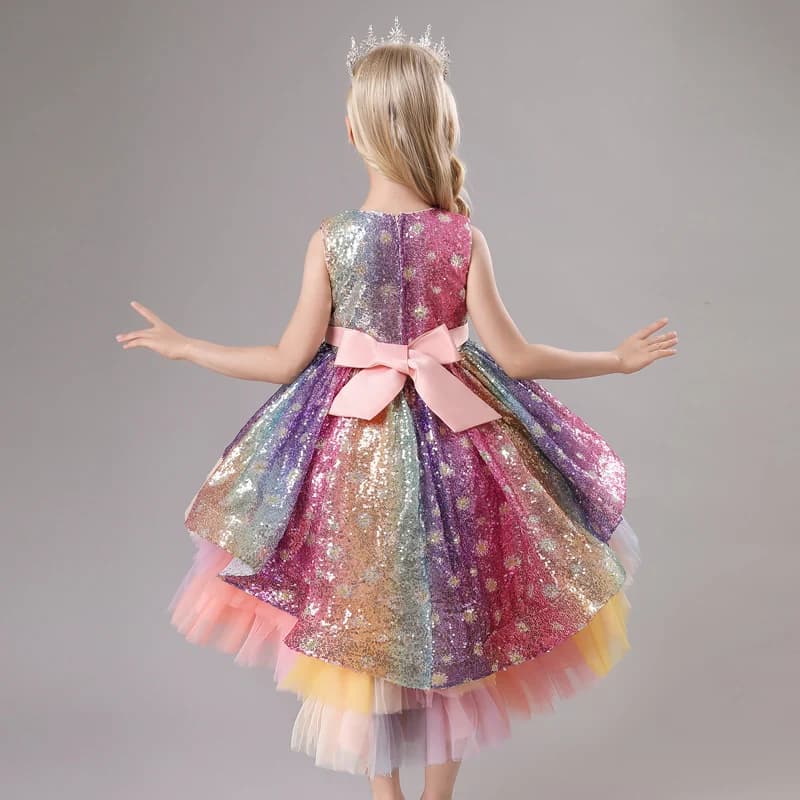 S002 robe pour enfants traînant princesse Spot rose filles 1 juin Performance été nouveau 2023 dente