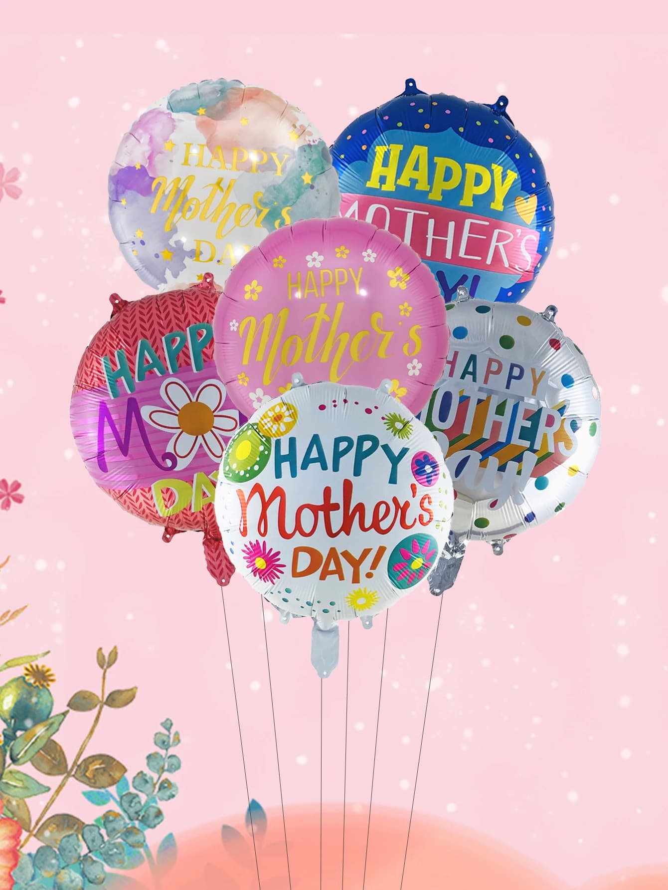 6 pièces 18 pouces anglais espagnol joyeux fête des mères coeur ballons ronds t'aime maman meilleure