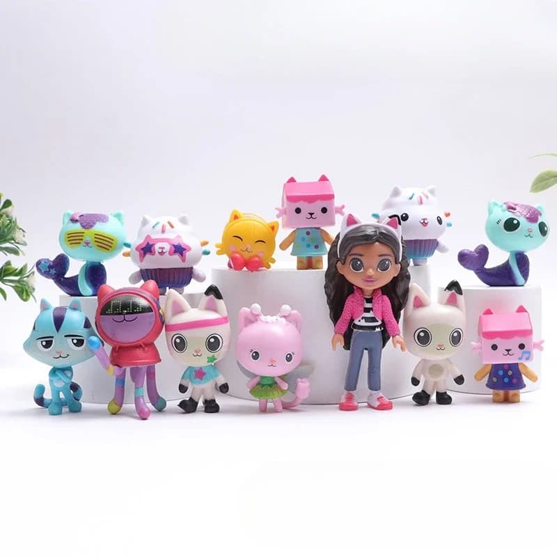 V1/2 13 pièces Gabby maison de poupée Figure jouet souriant voiture chat câlin Gaby fille poupées Me