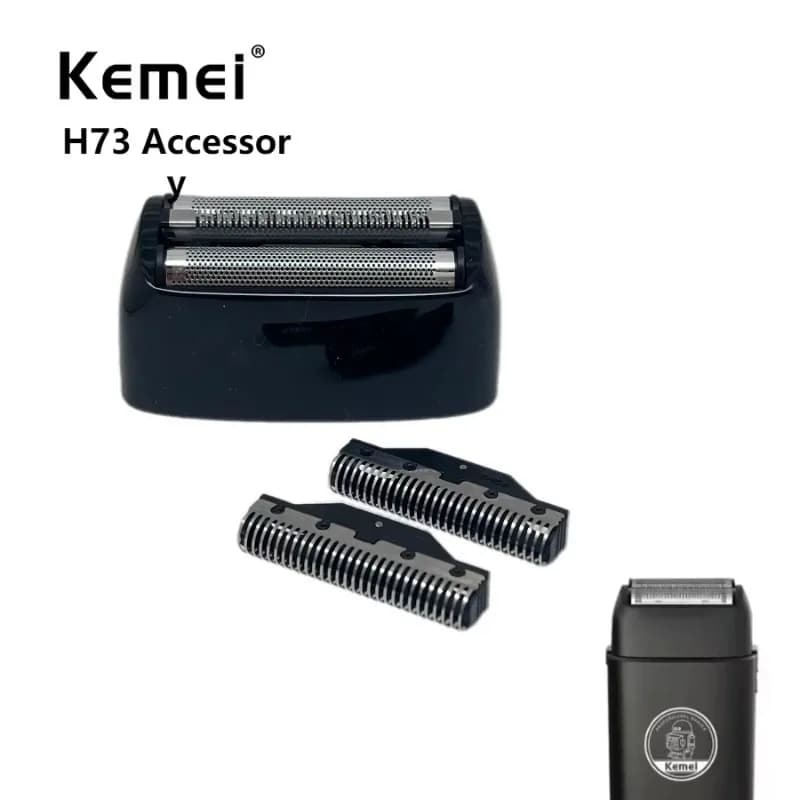 Tête de rechange pour rasoir électrique Kemei KM-H73 – Ensemble lame + grille + support d'origine, t