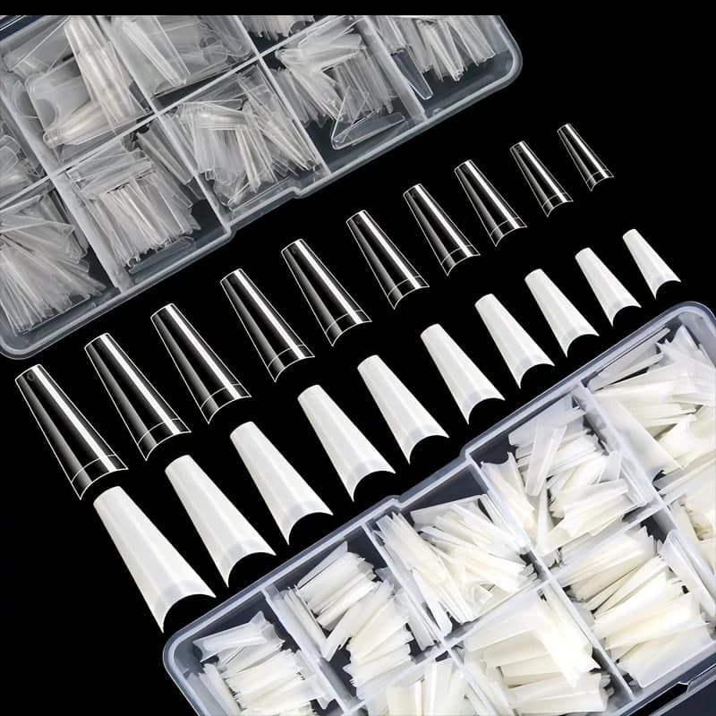 500 pièces cercueil français danseur ongles conseils acrylique ongles artificiels demi faux flocons 