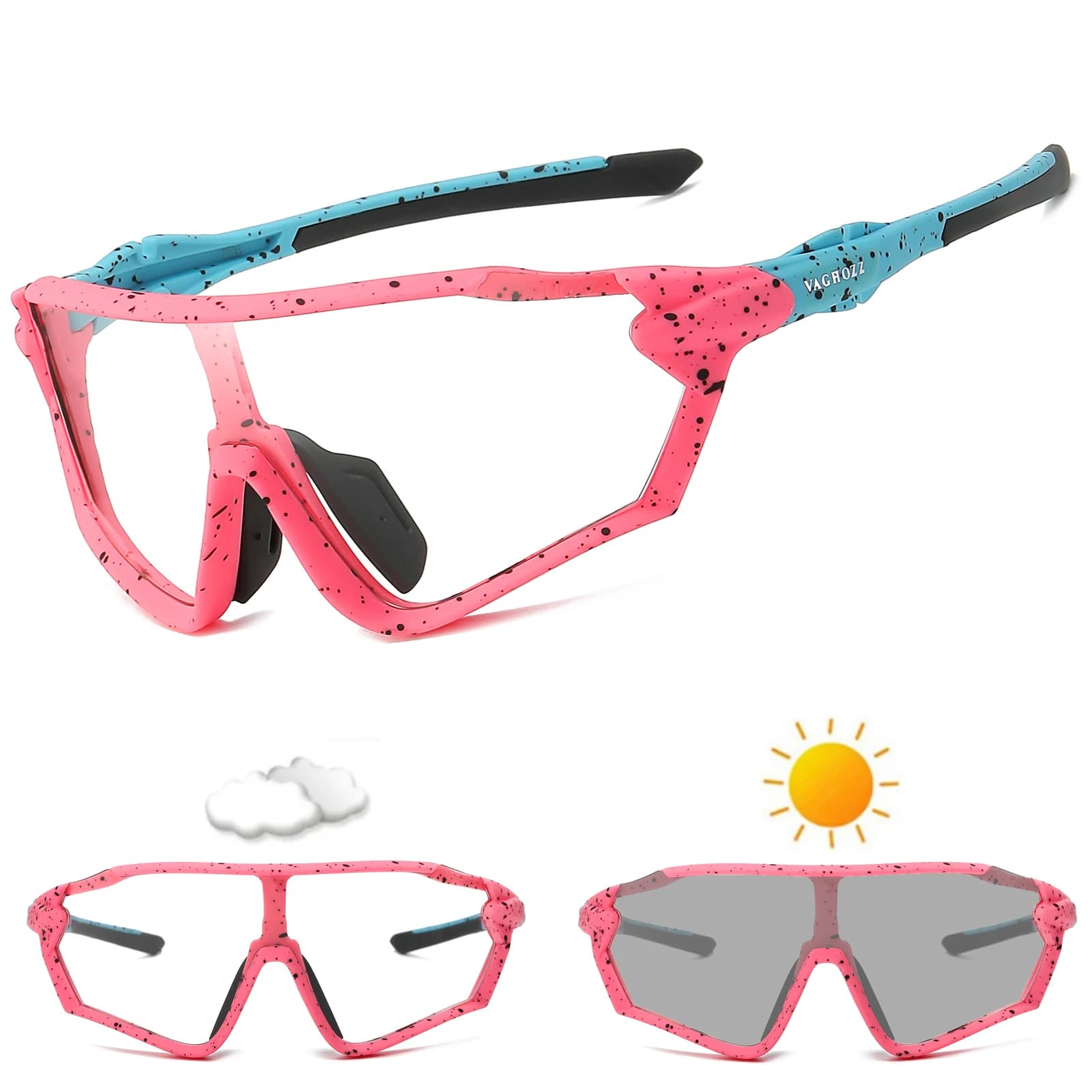 VAGHOZZ flambant neuf UV400 et lunettes de cyclisme photochromiques lunettes de soleil en plein air 
