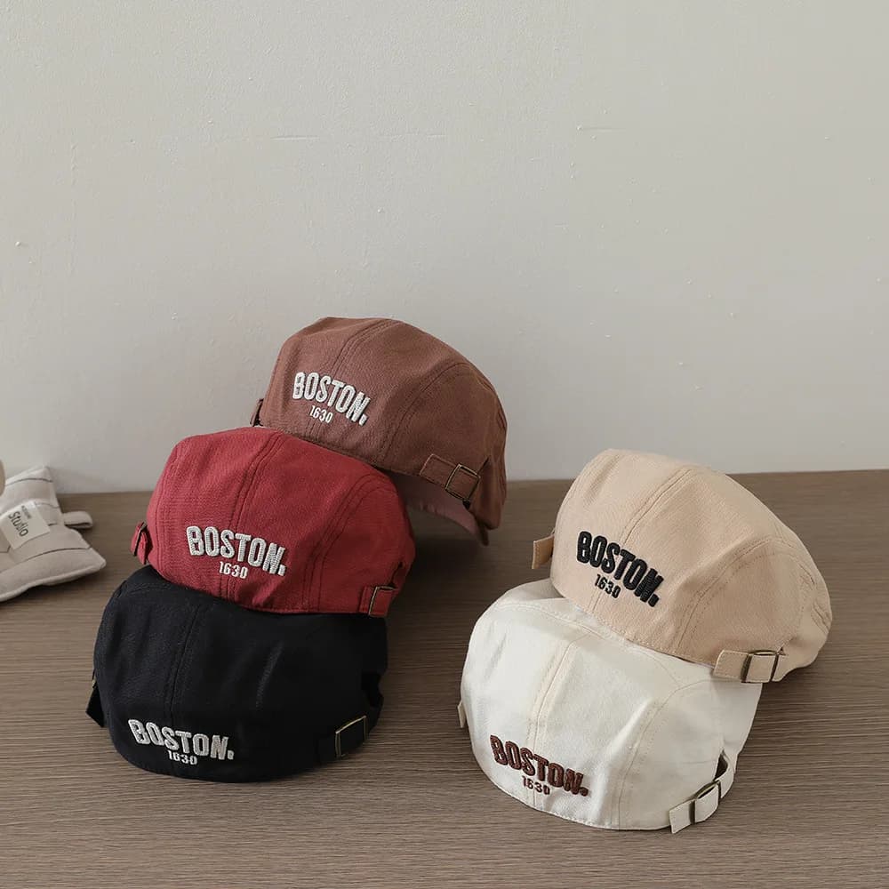Béret brodé lettre pour bébé, couleur unie, style hip-hop, casquette d'artiste pour tout-petit, casq