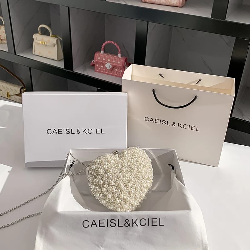 Sac à main en forme de cœur perlé pour femme, sac de soirée, pochette de fête de mariage, sac messag