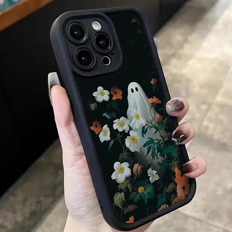 Coque de téléphone Halloween blanc fantôme parmi les fleurs, étui pour Samsung Galaxy A54 A53 A56 A1