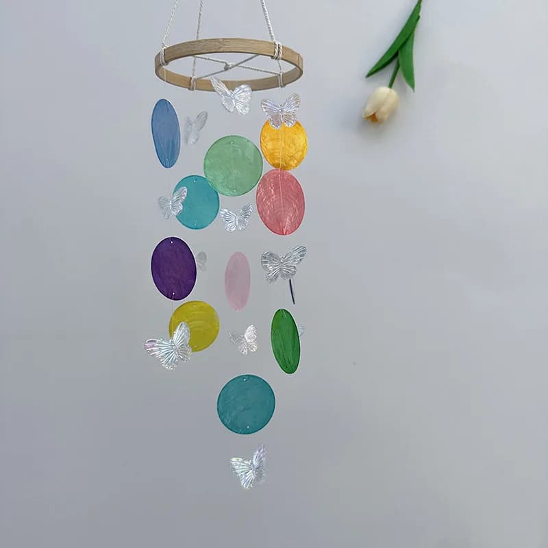 Carillons éoliens en coquillage papillon, attrape-rêves suspendu pour jardin, extérieur, intérieur, 