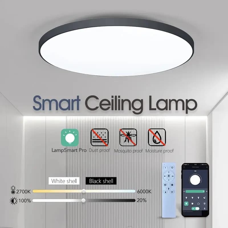 Plafonnier Led intelligent 36W 50W plafonniers Led modernes à intensité variable avec télécommande A