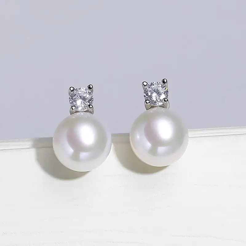 Senlissi-nouvelle mode Lofty 8-12mm perle d'eau douce boucles d'oreilles 18k pour les femmes S925 bi