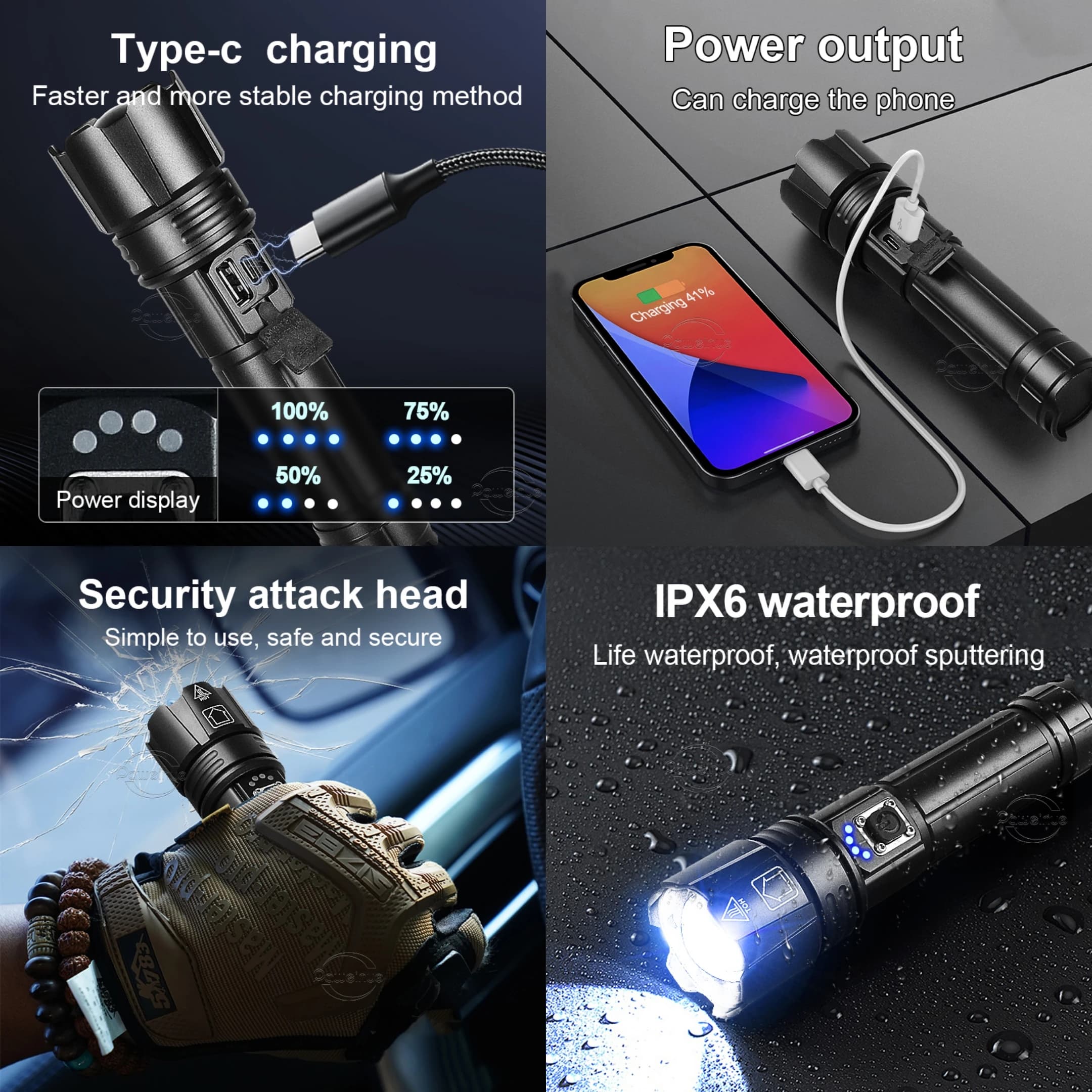 Lampe de poche LED la plus puissante torche Rechargeable allumant la lanterne tactique 3000M lampe d